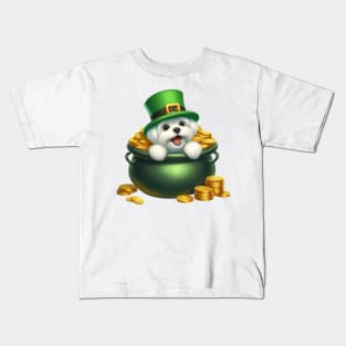 St Patricks Day Maltese Dog Kids T-Shirt